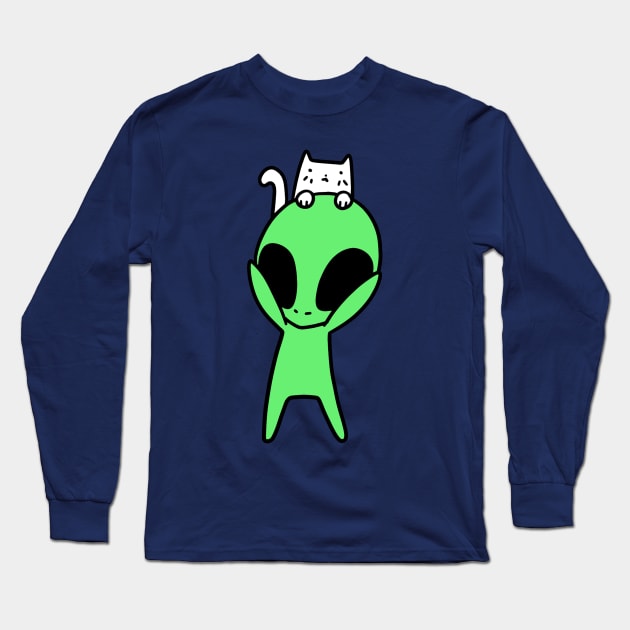 Cat and Alien Long Sleeve T-Shirt by saradaboru